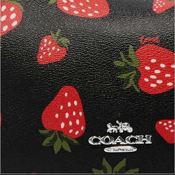 Coach Wild Strawberry Print Payton Shoulder Bag Black Multi - Picture 4 of 8